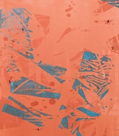 Bas Van den Hurk Signed Abstract Painting on Silk