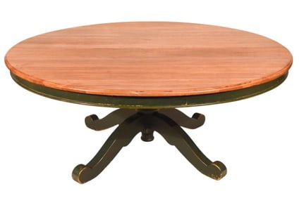 Vintage Hand Carved Round Oak Pedestal Table