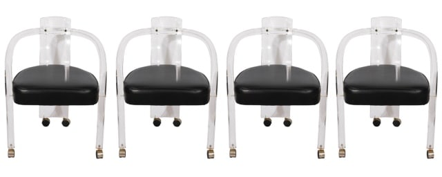 4 Charles Hollis Jones Lucite Dining Chairs