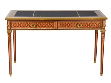 Maitland Smith Ormolu Mounted Leather Top Desk