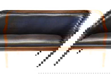Federal Style Custom Upholstered Leather Settee