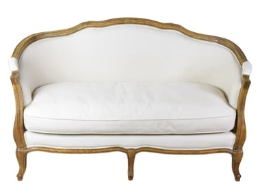 French Country Style White Upholstered Love Seat