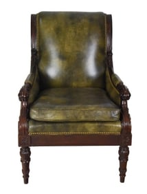 William IV Period Style Leather Library Armchair