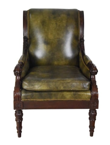 William IV Period Style Leather Library Armchair (1 of 14)