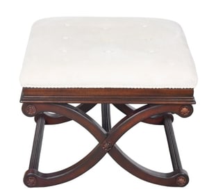 Regency Style Carved Upholstered Ottoman