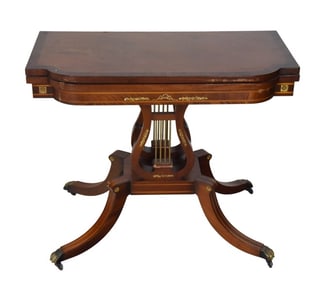 American Classical Carved Lyre Base Card Table