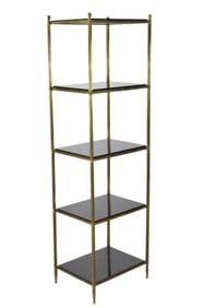 5 Tier Brass Shelf with Black Granite Shelves