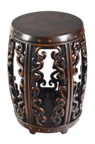 Chinese Rosewood Hand Carved Barrel Stool
