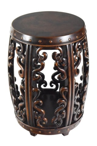 Chinese Rosewood Hand Carved Barrel Stool: Chinese Rosewood Hand Carved Barrel Stool.Measures 19 inches x 12 inches diameter.