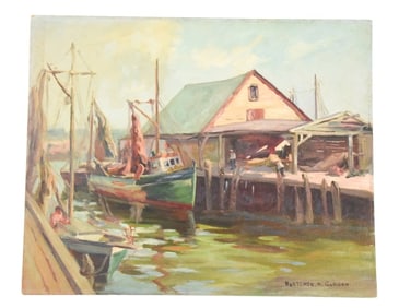 Hortense M. Gordon Home Port 1951 Oil Painting