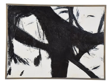 Abstract Black & White Modern Canvas Painting