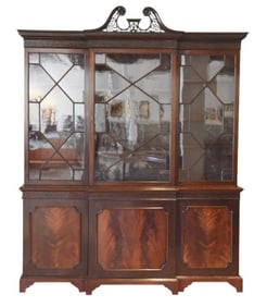 Antique Georgian Flame Mahogany Breakfront