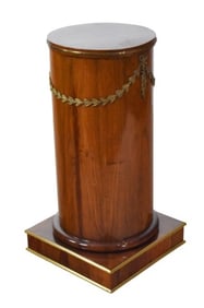 Antique Book Matched Pedestal w Ormolu Swag Accent