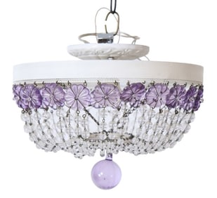 Vintage Tole & Crystal French Bead Ceiling Light