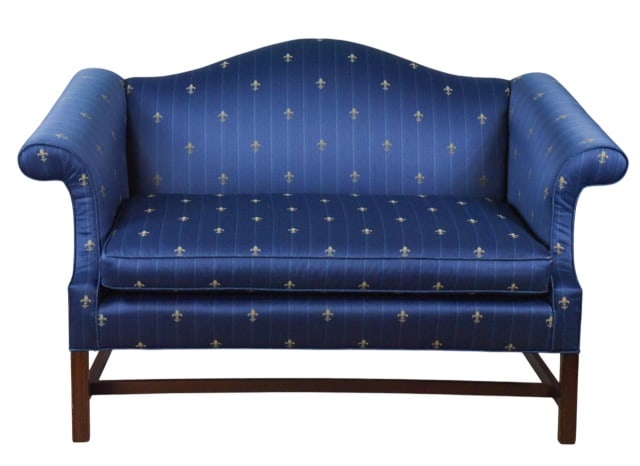 George III Style Upholstered Camel Back Settee (1 of 12)