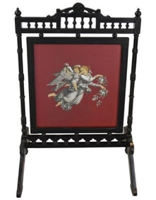 Victorian Period Needlepoint Fireplace Screen