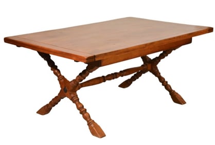 Antique Cushman Colonial Trestle Table w/ 2 Leaves