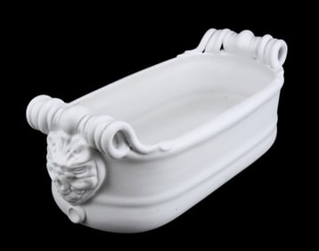 Classic White Ceramic Planter with Scroll Handles