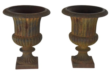 Pair Neoclassical Style Cast Iron Planters
