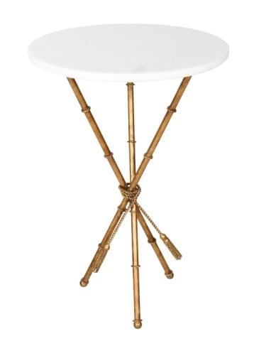 Mid Century Marble Top Faux Bamboo Side Table (1 of 9)