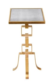 Brass Telescoping Side Table Distressed Mirror Top