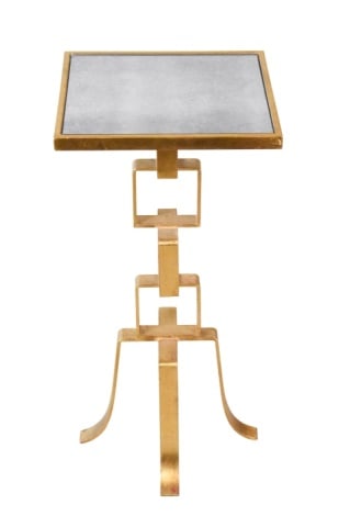 Brass Telescoping Side Table Distressed Mirror Top (1 of 10)