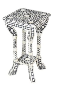 Floral Hand Cut Bone Inlay Accent Side Table