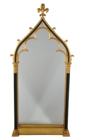 Gothic Revival Style Carved Hand Laid Gold Finish