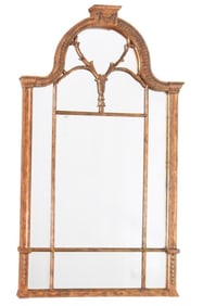 Pagoda Style Hand Carved Gilt Floor Mirror