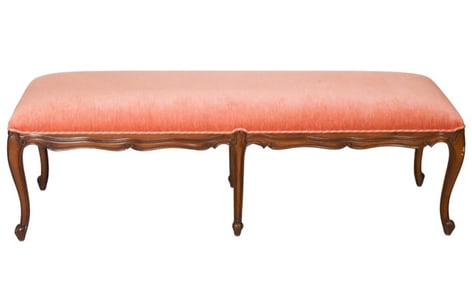 Louis XV Style Carved Upholstered Fireside Bench