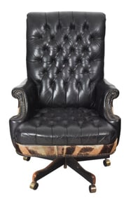 Traditional Black Leather Tufted Executive Chair