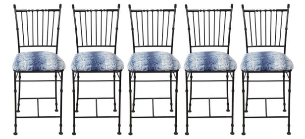 Set of 5 Black Metal Chiavari Bar Stool w Cushion