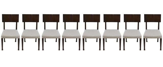 8 MC Custom Upholstered Wood Dining Chairs