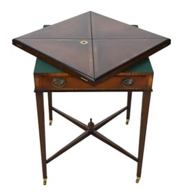Antique Edwardian Inlaid Envelope Card Table