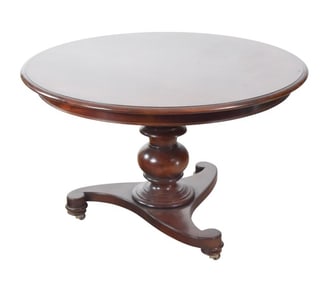 Baker Hand Carved Round Pedestal Accent Table