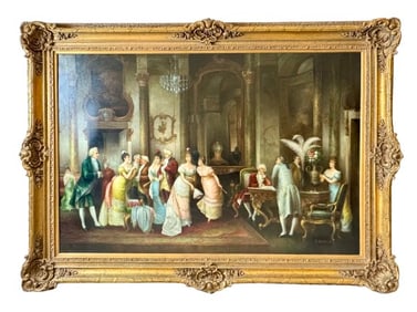 J. Dubois Signed Continental 86" Oil Painting