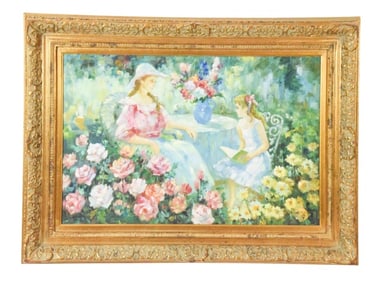 Impressionist Style Oil Painting Mother & Daughter
