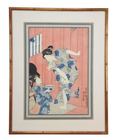 Utagawa Kunisada Toyokuni Signed Woodblock Bath