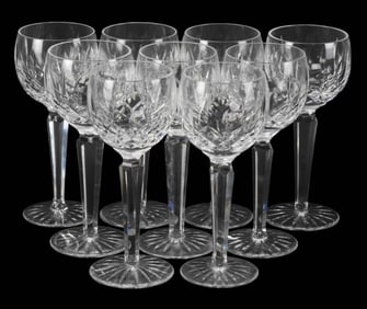 10 Waterford Crystal Stem Red Wine Glasses