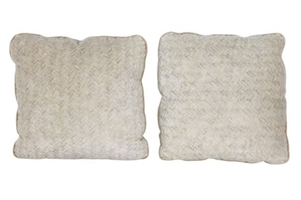 Pair Custom Made Down Filled Velor Throw Pillows