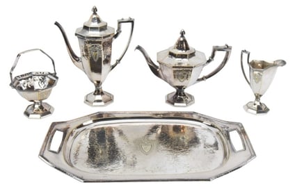 Simpson Hall Miller Plate Hammered Tea Set