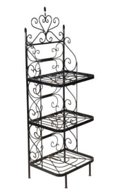 Antique Heavy Wrought Iron Plant Stand Bakers Rack