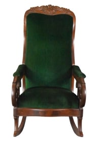 Antique Carved Upholstered Rocking Chair
