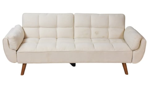 Modern Linen Convertible Sofa with Wood Frame