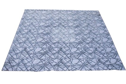 Large Machine Made Geometric Carpet Blue & Gray