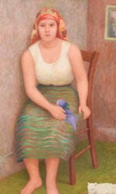 Emile Lejeune Signed Oil Painting Woman on Chair