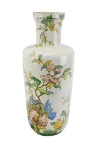 Japanese Tall Hand Painted Floral Vase