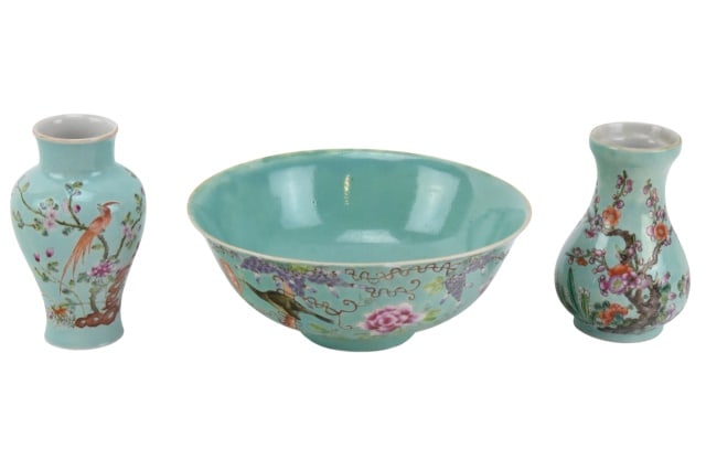 3 Chinese Painted Porcelain Dayazhai Motif Set (1 of 12)