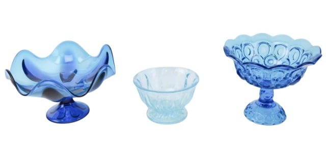 3 L.E. Smith & Viking Turquoise Glass Bowls