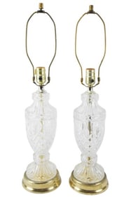 Pair Pressed Glass Vase Form Lamps